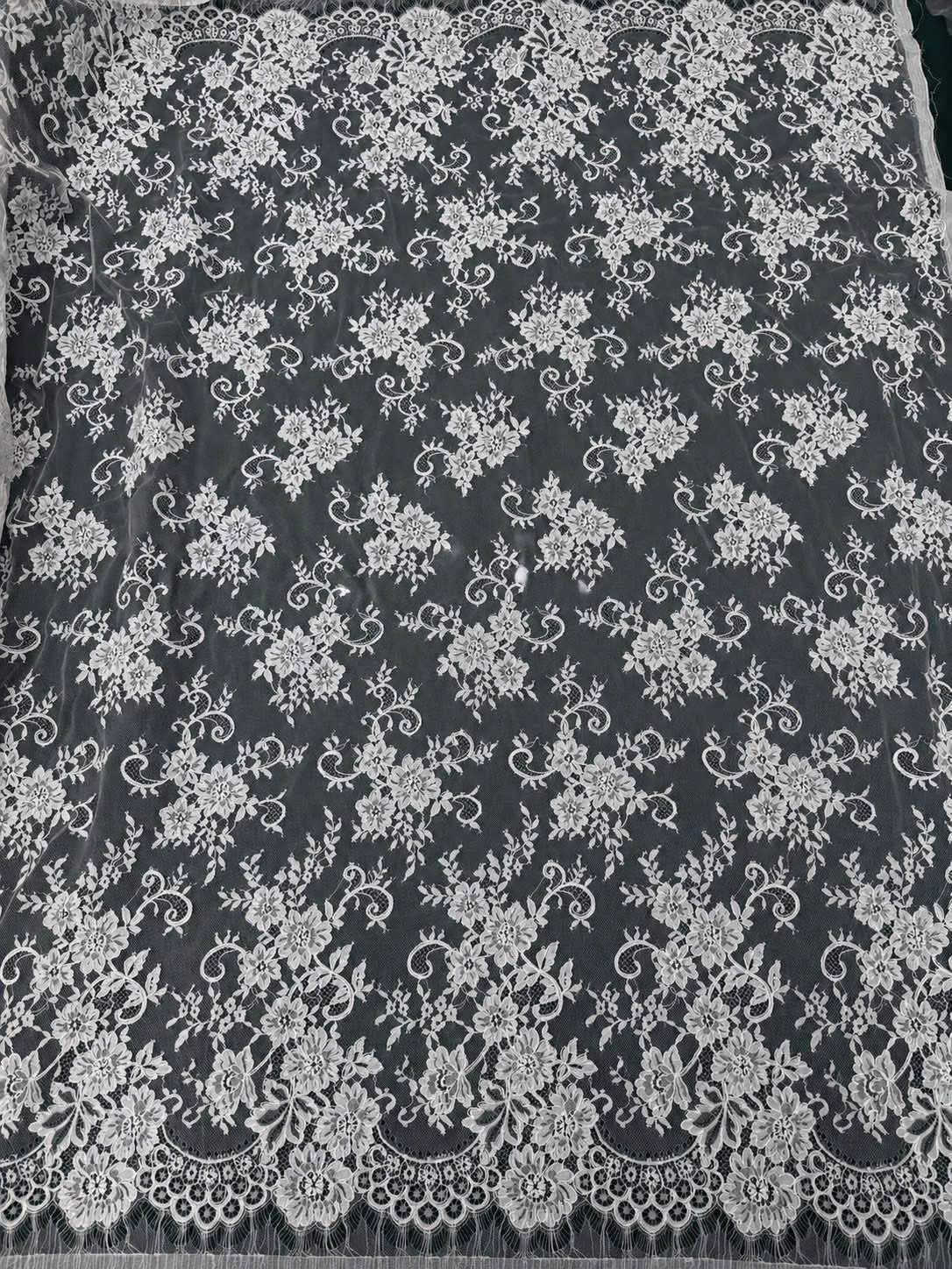 Premium glitter lace fabric proof reviewed by VI Dressmakers before cutting Mary Jay's custom ballgown