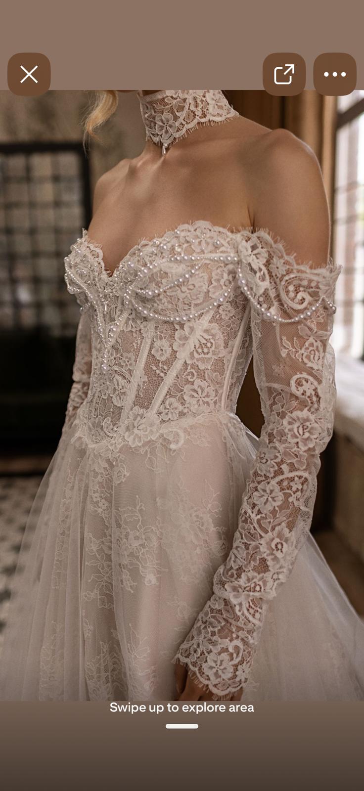 Cup and neckline depth reference for Bianca's premium lace wedding dress brief